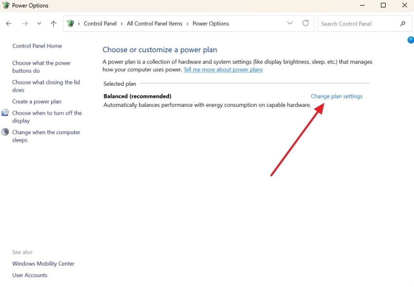 change plan settings